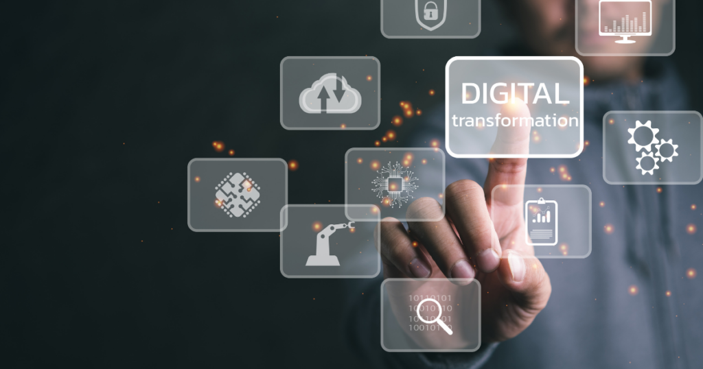 Mastering Local SEO: How to Dominate Las Vegas Search Results 1 Finger pressing digital transformation icons representing SEO, data analytics, and online business growth