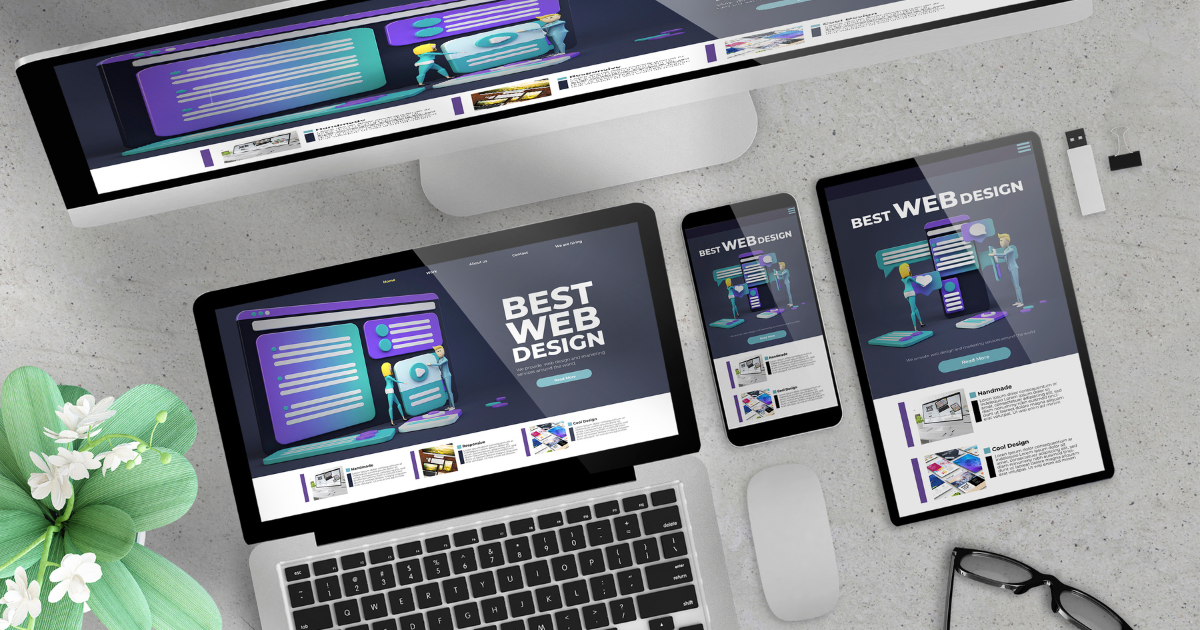 Custom web design displayed across desktop, tablet, and mobile devices for responsive performance