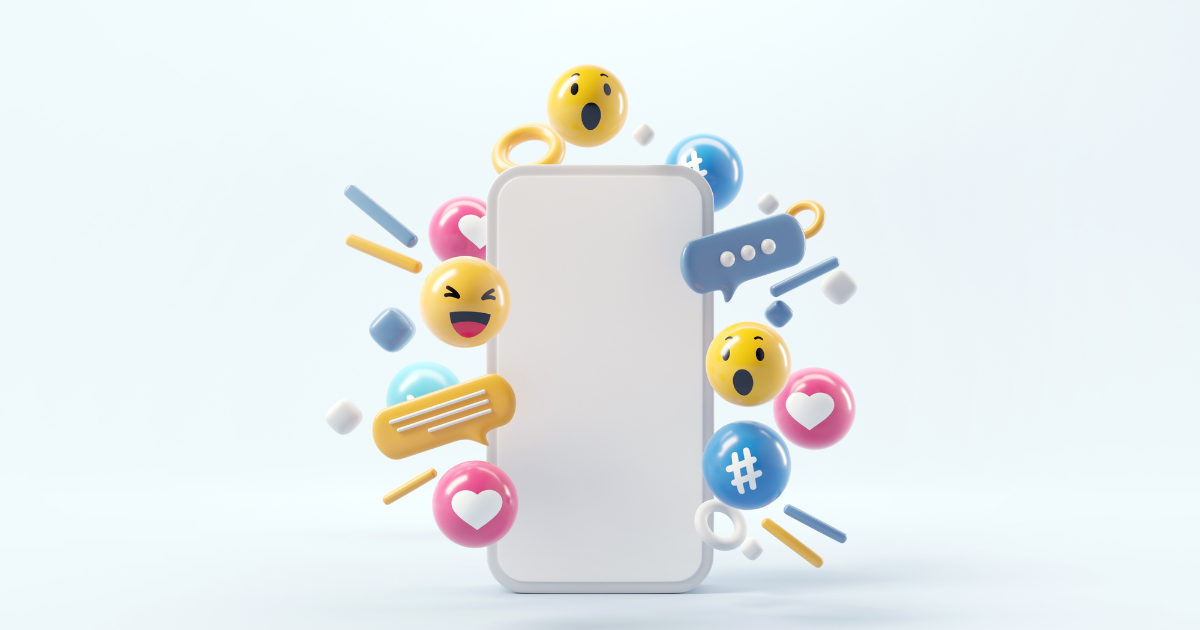 3D social media icons around smartphone for Instagram and Facebook advertising